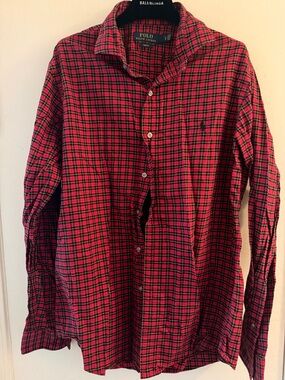 Polo by Ralph Lauren Red and Black Plaid Cotton Button-Down Shirt